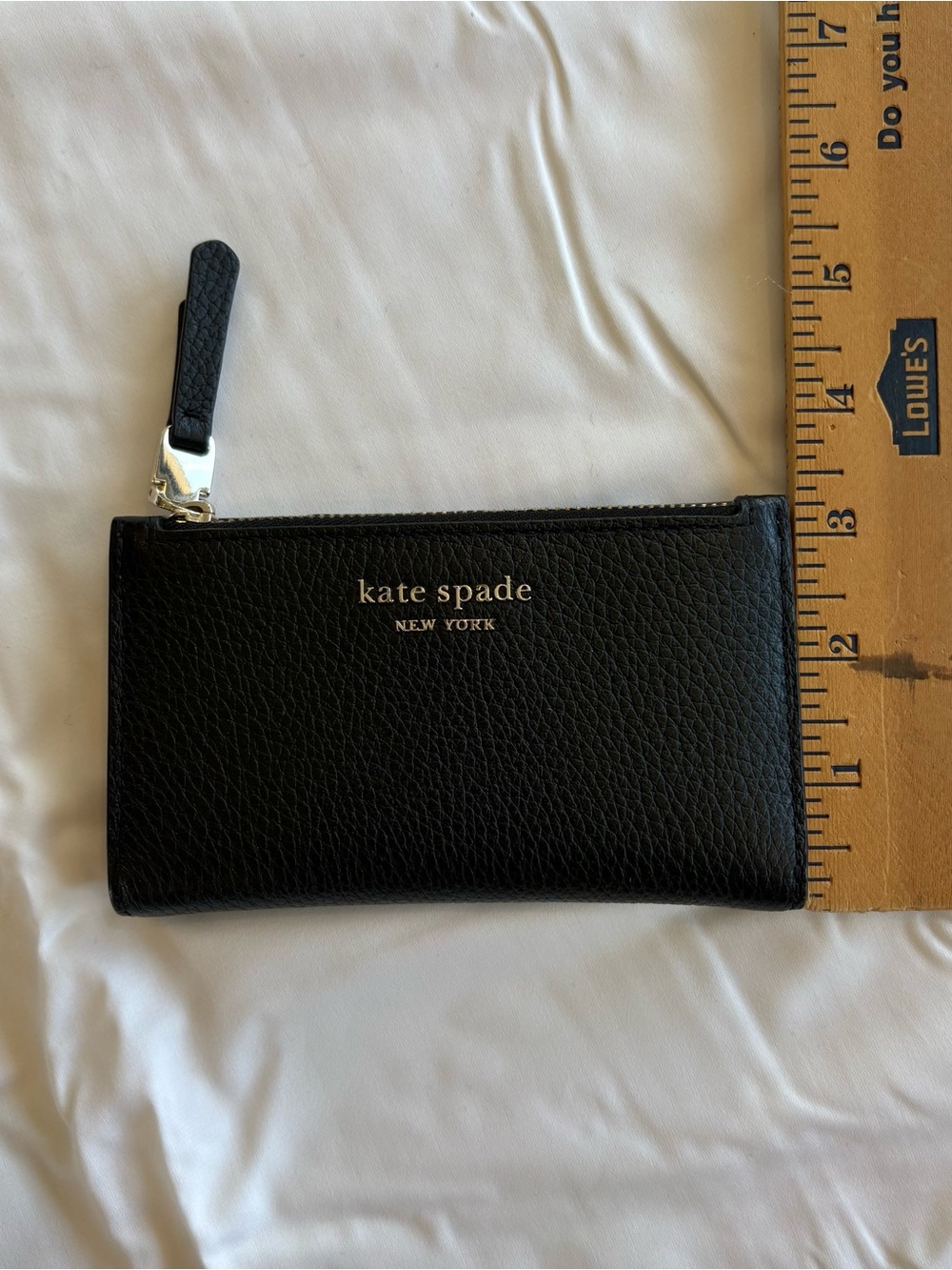 Kate Spade Pebble Leather Wallet with zippered coin sleeve. Black/Blush Pink